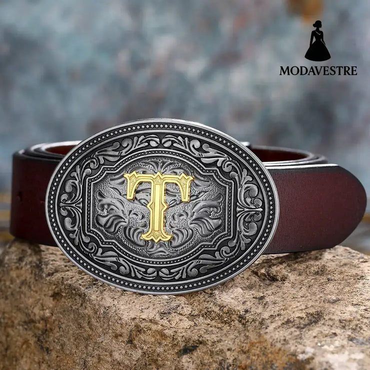 Men’s And Women’s Floral Letter Buckle Belts T