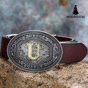 Men’s And Women’s Floral Letter Buckle Belts U