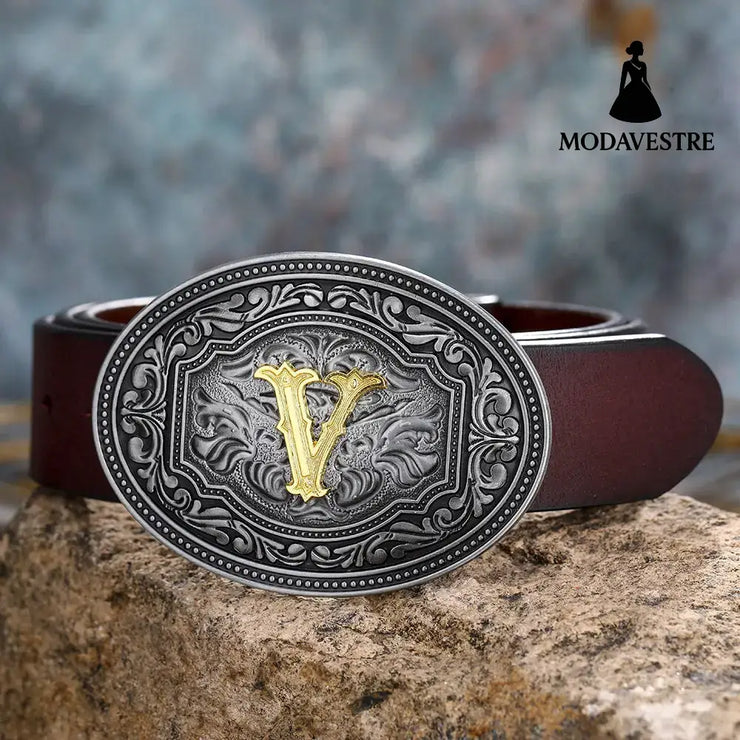 Men’s And Women’s Floral Letter Buckle Belts V