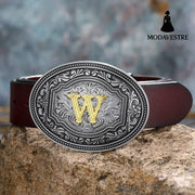 Men’s And Women’s Floral Letter Buckle Belts W