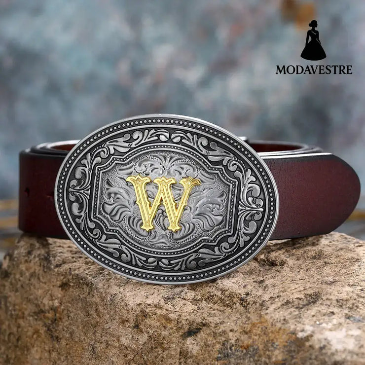 Men’s And Women’s Floral Letter Buckle Belts W