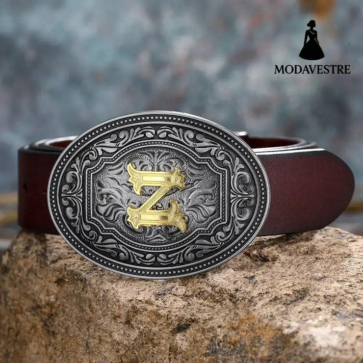 Men’s And Women’s Floral Letter Buckle Belts Z