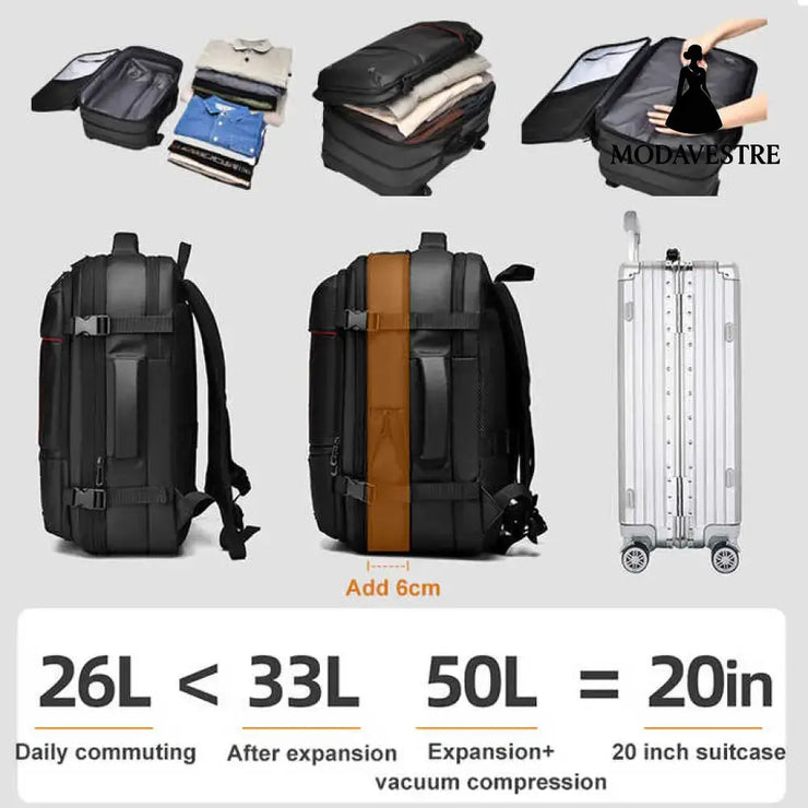Men’s Backpack Business Travel Backpack Large Capacity Expansion Multifunctional Vacuum Compression Backpack for Men