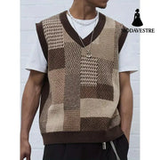 Men’s Casual Collar Knitted Vest Geometric Pattern Sleeveless