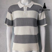 Mens Clothing Summer Fashion Lapel Sweater Short Sleeve Men Clothing Men Wears Grey / 2XL