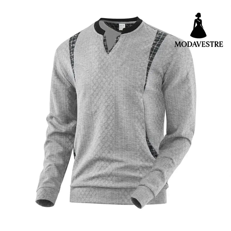 Men’s Contrast Color Pullover Sweater
