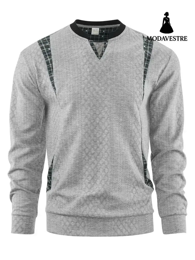 Men’s Contrast Color Pullover Sweater Gray / 2XL