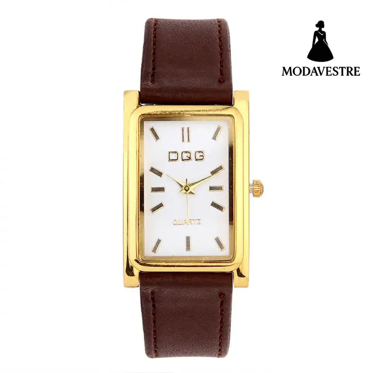 Men’s Gold Square Watch Head Pin Buckle Quartz Watch 4Color Accessory