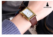 Men’s Gold Square Watch Head Pin Buckle Quartz Watch Accessory