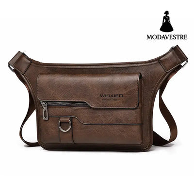 Men’s large capacity waterproof chest bag large capacity crossbody bag shoulder bag Plain Dark Brown