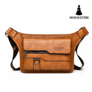 Men’s large capacity waterproof chest bag large capacity crossbody bag shoulder bag Plain Light Brown