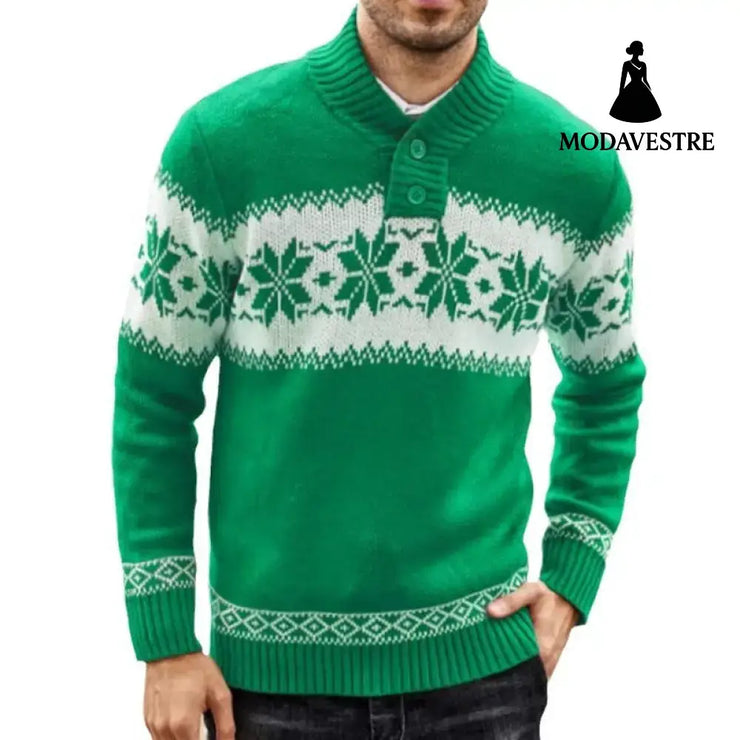 Men’s New Pullover Sweater Autumn And Winter Long Sleeved Christmas Casual Fashion Jacquard Knitted Sweater Clothing
