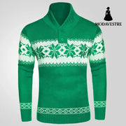 Men’s New Pullover Sweater Autumn And Winter Long Sleeved Christmas Casual Fashion Jacquard Knitted Sweater Clothing