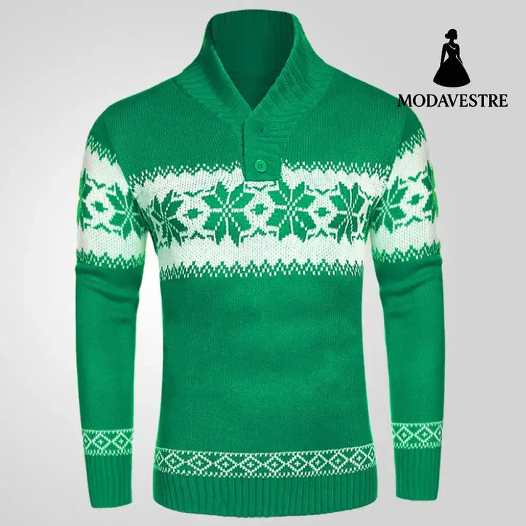Men’s New Pullover Sweater Autumn And Winter Long Sleeved Christmas Casual Fashion Jacquard Knitted Sweater Clothing