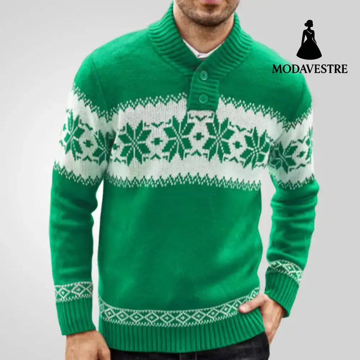 Men’s New Pullover Sweater Autumn And Winter Long Sleeved Christmas Casual Fashion Jacquard Knitted Sweater Clothing
