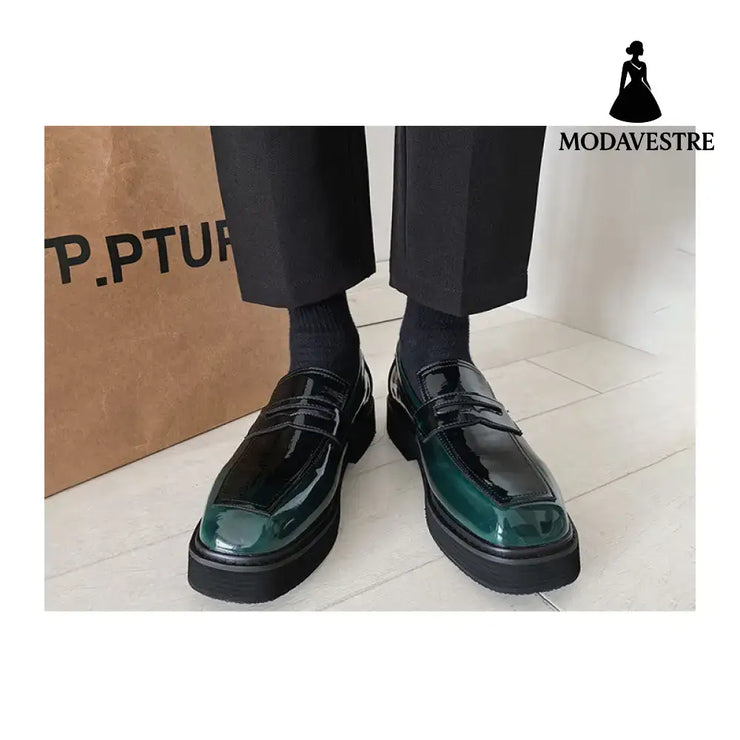 Men’S Shoes Low-Top Thick-Soled Personality Trend All-Match Spring New Breathable Footwear Korean Casual Leather Shoes