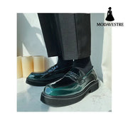 Men’S Shoes Low-Top Thick-Soled Personality Trend All-Match Spring New Breathable Footwear Korean Casual Leather Shoes