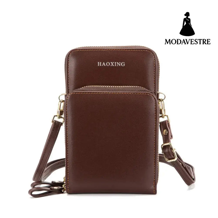 Men’s Shoulder Bag Multifunctional Outdoor Sports Satchel Trend Brand Fashion Vertical Mobile Phone Bag Coffee Color