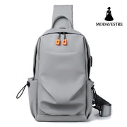 Men’s sports chest bag shoulder bag simple men’s crossbody bag fashionable small shoulder bag gray