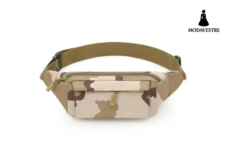 Men’s waist bag mobile phone bag multifunctional sports and leisure men’s bag outdoor camouflage bag Khaki camouflage