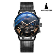 Men’s watch high-end buckle steel watch Black and rose gold Accessory
