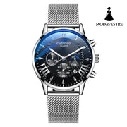 Men’s watch high-end buckle steel watch Black and sliver Accessory