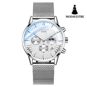 Men’s watch high-end buckle steel watch Sliver and white Accessory