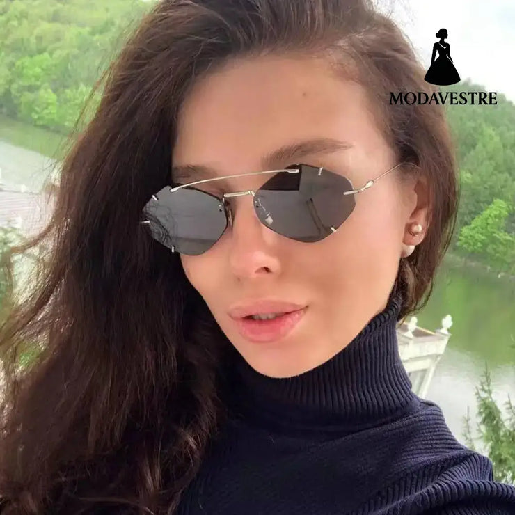 Metal Frameless Sun Glasses Women