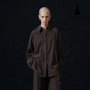 Minimalist Oversized Shirt – Women’s Loose Tencel Button-Up Blouse