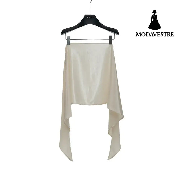 Minimalist Satin Triangle Scarf – Elegant Women’s Silk Look Neck & Head Wrap Apricot / One Size Fits All