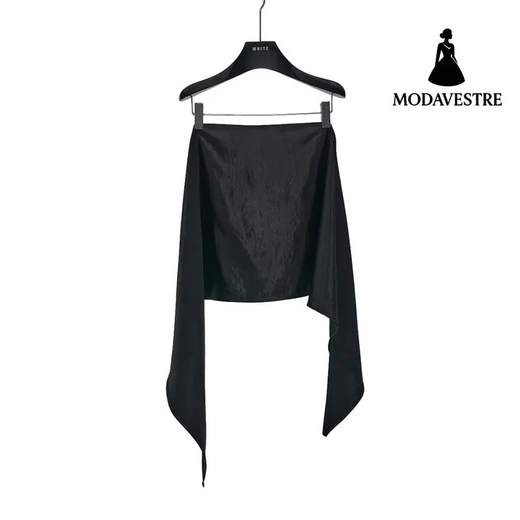 Minimalist Satin Triangle Scarf – Elegant Women’s Silk Look Neck & Head Wrap Black / One Size Fits All