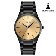 Moment Beauty Fashion Men’s Brand Watch Waterproof Korean Style Trendy Steel Band Quartz Watch A