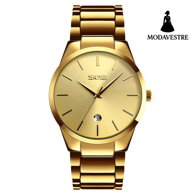 Moment Beauty Fashion Men’s Brand Watch Waterproof Korean Style Trendy Steel Band Quartz Watch J