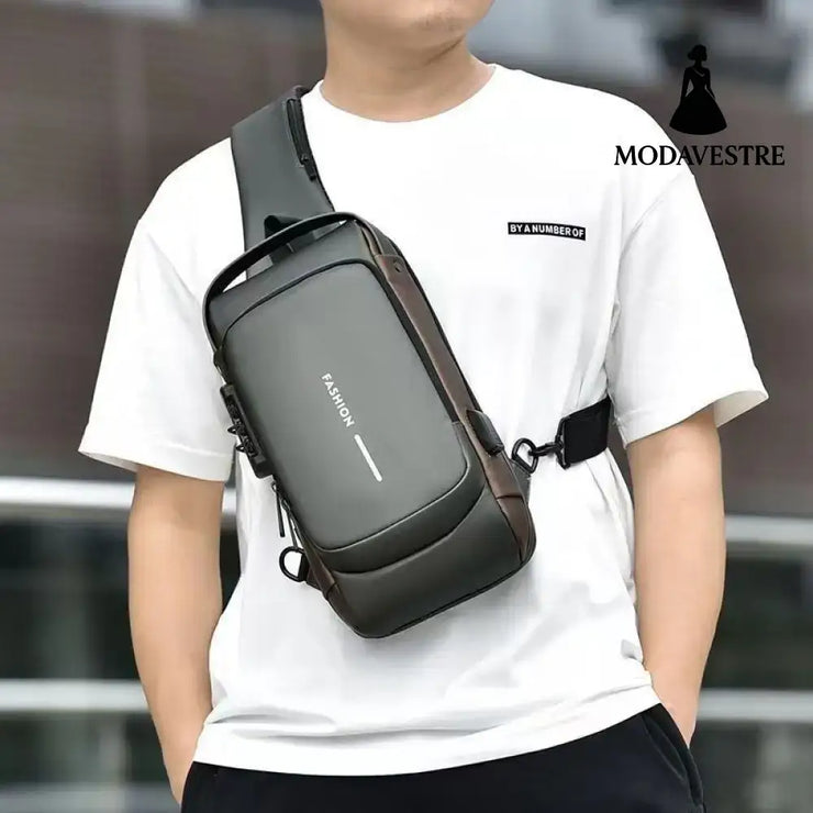 Motorcycle bag password anti-theft chest bag men’s shoulder bag large capacity casual men’s bag multifunctional