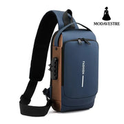 Motorcycle bag password anti-theft chest bag men’s shoulder bag large capacity casual men’s bag multifunctional