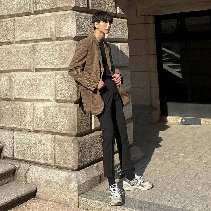 Mrcyc Spring New Korean Youth Plaid Blazer Trend Handsome Casual Suit Men’’S Coat 2XL