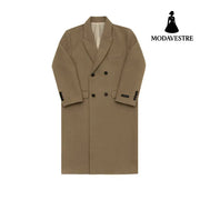 Mrcyc Woolen Coat Men’’s British Style Korean Fashion Winter Woolen Coat Medium Length Thickened Denim Windbreaker