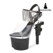 Muffin Sandals Super High Heels Transparent High Heels Black / 34