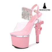 Muffin Sandals Super High Heels Transparent High Heels Pink / 34