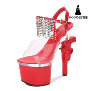 Muffin Sandals Super High Heels Transparent High Heels Red / 34
