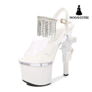 Muffin Sandals Super High Heels Transparent High Heels White / 34