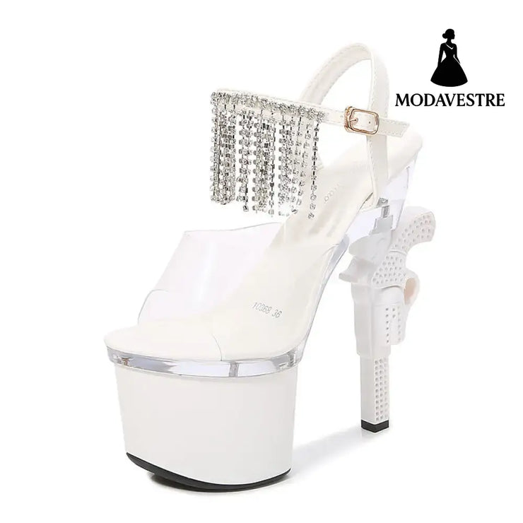 Muffin Sandals Super High Heels Transparent High Heels White / 34