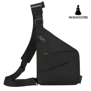 Multi functional sports waist bag single shoulder anti-theft bag lightweight and close fitting chest bag Black left