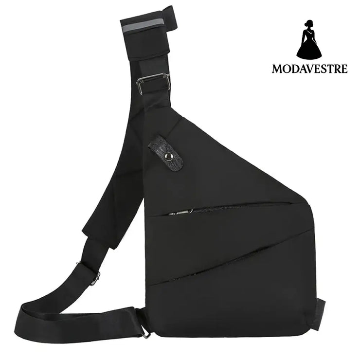 Multi functional sports waist bag single shoulder anti-theft bag lightweight and close fitting chest bag Black left