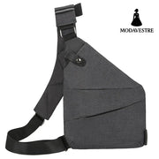 Multi functional sports waist bag single shoulder anti-theft bag lightweight and close fitting chest bag Gray left chest
