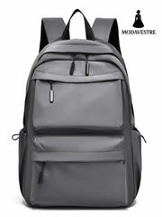 Multi Pocketed Adjustable Strap Backpack Bag Gray / One Size