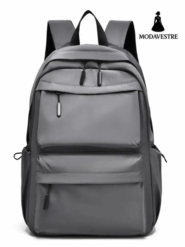 Multi Pocketed Adjustable Strap Backpack Bag Gray / One Size