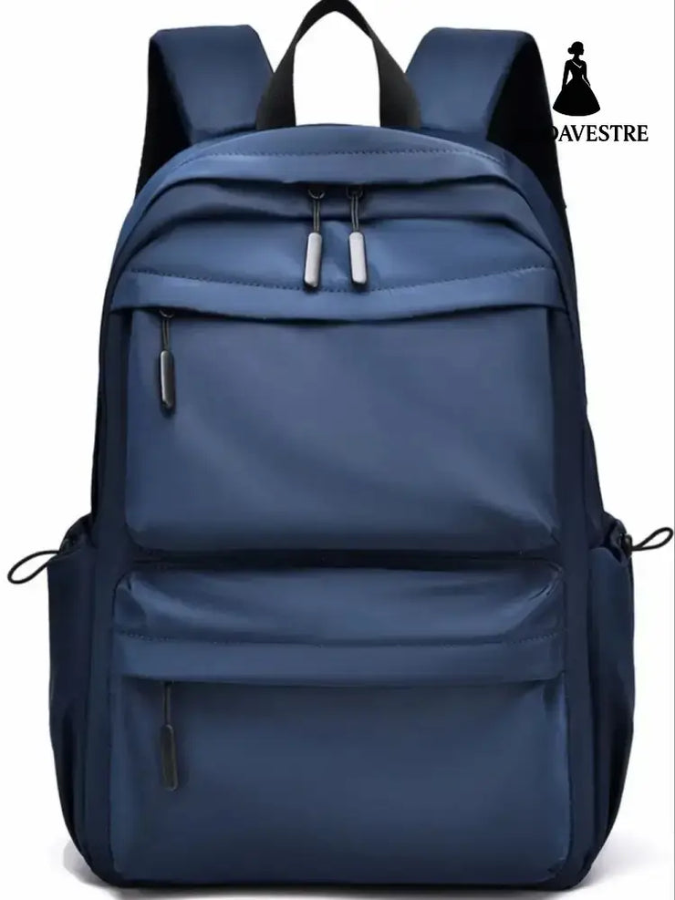 Multi Pocketed Adjustable Strap Backpack Bag Navy / One Size