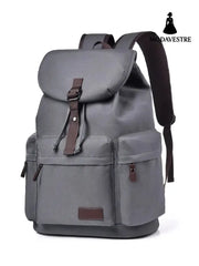 Multi Pockets Adjustable Strap Canvas Backpack Bag Gray / One Size