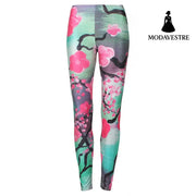 New Arrival  Leggings Women Pink Plum Blossom Digital Print Fitness Leggins Plus Size Elastic Workout Pants Legging - MODAVESTRE